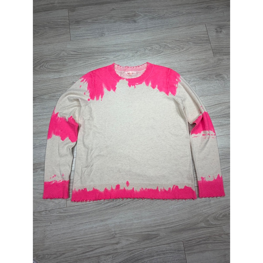 Lisa Todd Not A‎ Faze Neon Pink Distressed Dip Dye Cotton Cashmere Sweater Sz S